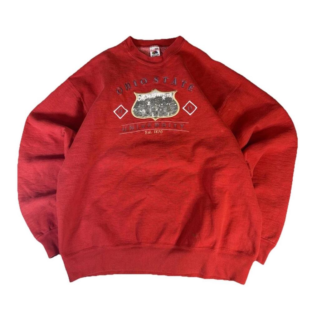 Vintage Ohio State Buckeyes Fruit Of The Loom Super Cotton Sweatshirt Pullover L